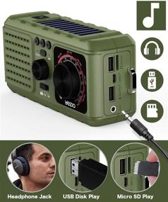 img 2 attached to 📻 Versatile Emergency Weather Radio: Crank Solar NOAA/AM/FM Portable Radio with MP3 Player, LED Flashlight, Cellphone Charger, and 2200mAh Power Bank - Ideal for Hurricane, Home, Camping & Survival (Green)
