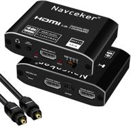 🔊 аудиоэкстрактор hdmi2.0b 4k@60 гц | navceker hdmi в hdmi с поддержкой hdmi 7.1ch/ оптическим toslink spdif/аудиовыходом 3.5 мм | преобразователь аудио hdmi, сплиттер адаптер для ps5, xbox (черный) логотип