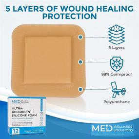 img 2 attached to 🩹 Med Wellness Solutions Silicone Foam Dressing Pack of 12 - 4x4 Bordered Silicone Foam Dressings for Wound Care. Silicone Bandages for Bedsores, Diabetic Wound Dressing, and Other Skin Conditions