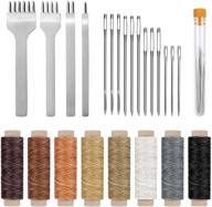 🧵 cridoz 24 pieces leather sewing tools stitching pouch kit with 4mm prong punch stitching chisel, waxed thread, and large-eye stitching needles for beginner leather sewing, working, and crafting projects logo