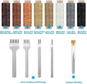img 3 attached to 🧵 Набор Cridoz из 24 инструментов для шитья кожи с плетением и набором 4 мм для штамповки, вощеной нитью и большими иглами для начинающих в шитье кожи, работе и ремесленных проектах.