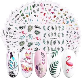 img 4 attached to 🦩 Flamingo Decor Butterfly Designer Nail Stickers - 29 Sheets for Nail Art, Acrylic Nails, Gel Polish, and more