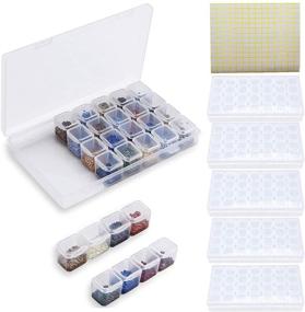 img 4 attached to 💎 168 Grids Portable Diamond Painting Bead Storage Containers Cases with Lids, 3 Label Marker Stickers, and Supplies Boxes - Ideal for 5D Diamond Art Embroidery Kits Accessories Storaging