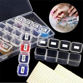 img 3 attached to 💎 168 Grids Portable Diamond Painting Bead Storage Containers Cases with Lids, 3 Label Marker Stickers, and Supplies Boxes - Ideal for 5D Diamond Art Embroidery Kits Accessories Storaging