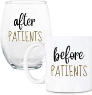 👩 before patients, after patients 11 oz coffee mug and 15 oz stemless wine glass set - perfect graduation gifts for dentists, dental professionals, doctors, nurses, and more! logo