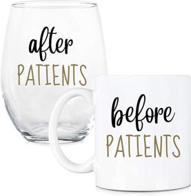 img 4 attached to 👩 Before Patients, After Patients 11 oz Coffee Mug and 15 oz Stemless Wine Glass Set - Perfect Graduation Gifts for Dentists, Dental Professionals, Doctors, Nurses, and more!