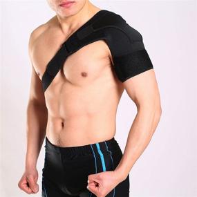 img 3 attached to Versatile GJKJ Shoulder Brace: Adjustable Compression Support Sleeve for Men and Women, Efficient Relief for Rotator Cuff Injuries, Dislocated AC Joint, Arthritis, and Sprain, Breathable Neoprene Support