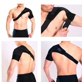 img 2 attached to Versatile GJKJ Shoulder Brace: Adjustable Compression Support Sleeve for Men and Women, Efficient Relief for Rotator Cuff Injuries, Dislocated AC Joint, Arthritis, and Sprain, Breathable Neoprene Support