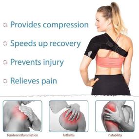 img 1 attached to Versatile GJKJ Shoulder Brace: Adjustable Compression Support Sleeve for Men and Women, Efficient Relief for Rotator Cuff Injuries, Dislocated AC Joint, Arthritis, and Sprain, Breathable Neoprene Support