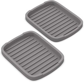 img 4 attached to ZAPPOWARE Silicone Sponge Holder and Soap Tray Set - Gray (2 Pcs) - 5.9" X 4.33