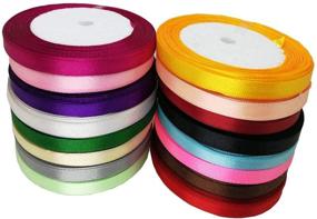 img 3 attached to JESEP 1/4-Inch 16 Rolls 400 Yards Multicolor Solid Satin Fabric Ribbon for Gift Packaging, Hair Bow Clips, Crafting, Sewing, Wedding Decor, JSP06