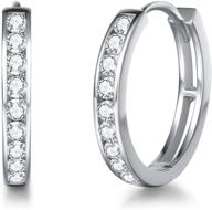 💎 carleen 925 sterling silver hoop earrings with simulated diamond birthstones - durable hinged huggie style for women and girls (18mm/0.71") logo