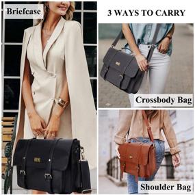 img 3 attached to 👜 Women's PU Leather Briefcase: Stylish 14 Inch Laptop Messenger Bag with Top Handle and Shoulder Strap