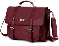 👜 women's pu leather briefcase: stylish 14 inch laptop messenger bag with top handle and shoulder strap logo