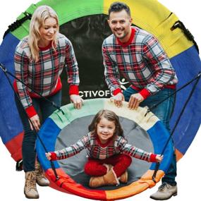 img 4 attached to 🪐 High-Capacity Outdoor Flying Saucer Swing for Kids and Adults, Supports up to 700lbs, Suitable for 3+ Children, Perfect for Trees or Swingsets, Enjoy Outdoor Play with Our 40" Round Swing for Family Fun