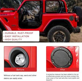 img 1 attached to 🔒 Fuel Tank Cap Cover - Black Gas Cap Replacement for 2007-2017 Wrangler JK JKU Sport Rubicon Sahara Unlimited Accessories