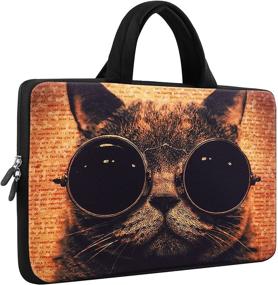 img 4 attached to iColor 11-12.5 inch Laptop Carrying Bag Chromebook Case Notebook Ultrabook Bag Tablet Travel 🐱 Cover Neoprene Sleeve for Apple MacBook Air Samsung Google Acer HP DELL Lenovo Asus Cat