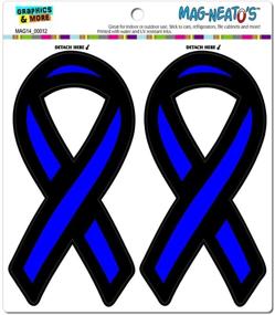 img 1 attached to 🔵 Thin Blue Line Ribbon Support Ribbon for Police Law Enforcement - Magnet Set for Automotive, Car, Refrigerator, Locker - Graphics and More