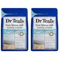 🛀 dr teal's epsom salt bath soaking solution with ginger and clay - pack of 2, 3 lb resealable bags - detoxify, energize, moisturize skin & relieve stress logo