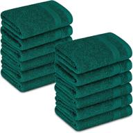 🛀 adobella 12 luxury washcloths, 100% cotton, ultra-soft, highly absorbent, and fast-drying, baby and body wash clothes, 13 x 13 inches, small fingertip face towel for bathroom, teal green (pack of 12) logo