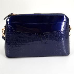 img 3 attached to Women's Patent Leather Alligator Shoulder Handbag with Matching Wallet - Stylish Handbags for Shoulder Bags