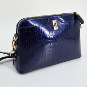 img 1 attached to Women's Patent Leather Alligator Shoulder Handbag with Matching Wallet - Stylish Handbags for Shoulder Bags