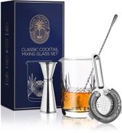 classic cocktail mixing glass set logo