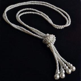 img 2 attached to 💎 Stunning TULIP LY White Crystal Pendant Necklace: A Chic Long Sweater Necklace for Women and Girls