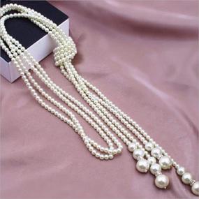 img 3 attached to 💎 Stunning TULIP LY White Crystal Pendant Necklace: A Chic Long Sweater Necklace for Women and Girls