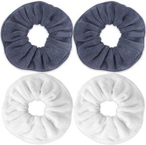 img 4 attached to 🧖 IVARYSS Super Towel Scrunchies: Frizz-Free Hair Drying with Absorbent Microfiber - 4 PCS (White Grey)