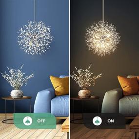 img 2 attached to 💡 Contemporary Crystal Chandeliers Firework, Semi Flush Mount Ceiling Light Fixtures, 8-Light Chrome Dandelion Chandelier, Stainless Steel Pendant Light for Bedroom Foyer Hallway Entryway Kitchen, G9 Socket