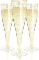 🥂 24 disposable plastic champagne flutes with gold glitter - ideal for parties, clear glitter plastic cups – perfect for toasting, mimosa glasses, wedding and shower party supplies logo