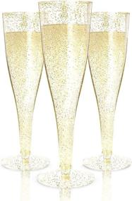 img 4 attached to 🥂 24 Disposable Plastic Champagne Flutes with Gold Glitter - Ideal for Parties, Clear Glitter Plastic Cups – Perfect for Toasting, Mimosa Glasses, Wedding and Shower Party Supplies