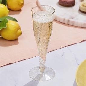 img 2 attached to 🥂 24 Disposable Plastic Champagne Flutes with Gold Glitter - Ideal for Parties, Clear Glitter Plastic Cups – Perfect for Toasting, Mimosa Glasses, Wedding and Shower Party Supplies