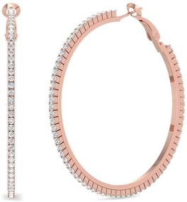 img 2 attached to 👂 Insperza New York 14Kt Gold Plated Cubic Zirconia Hoop Earrings - Stylish Women's & Girls' Large Big Hoops 2