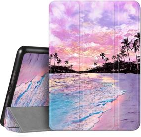 img 4 attached to 📱 Hepix iPad 10.2 Case: Pink Seaside Beach with Pencil Holder | 2021 2020 2019 | Purple Sunset Landscape | Shockproof Cover + Auto Sleep/Wake | A2430 A2270 A2428 A2197 A2198 A2200