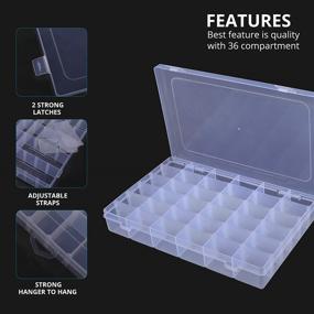 img 3 attached to 🗃️ PANTRY X 36-Compartment Plastic Organizer Box: Ideal for Bead, Fishing Tackle, Jewelry, Crafts, and More!