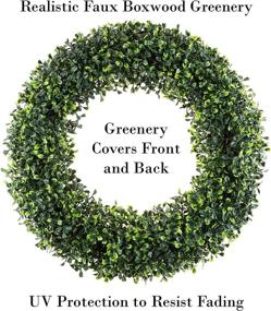 img 2 attached to 🌿 Artificial Boxwood Wreath - Pure Garden 50-150, 19.5-Inch Front Door Home Decor, Green, 19.5 Inches