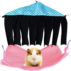 img 4 attached to Craftshou Small Animal Forest Curtain Hideouts - Guinea Pig Hideout Hideaway and Hammock, Fleece Corner Hideaways - Guinea Pig Accessories, Hanging Bed for Small Pets