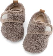 👶 toddler house slippers: lightweight warm home shoes with rubber sole for boys girls baby - non-slip indoor socks logo