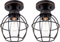 🔆 gruenlich 2-pack semi flush mount ceiling light fixture: outdoor & indoor metal housing, e26 medium base, max 60w, oil rubbed bronze finish логотип