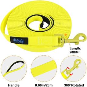 img 2 attached to 🐾 Vivifying Waterproof Dog Leash: 20FT 32FT Durable PVC Coated Webbing for Training, Camping, Beach and Lake - Yellow