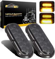 🚦 partsam 6 inch oval amber lights smoke lens: enhanced 6-led surface mount for rvs, trucks, trailers & buses - turn signals, side markers & tail lights for brilliant parking illumination on 12v dc logo