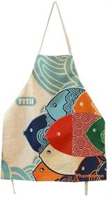 img 4 attached to 🐟 Japanese Style Lovely Fish Print Chef Kitchen Cooking Funny Aprons for Women - Phantomon Aprons (Adults)