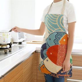 img 1 attached to 🐟 Japanese Style Lovely Fish Print Chef Kitchen Cooking Funny Aprons for Women - Phantomon Aprons (Adults)