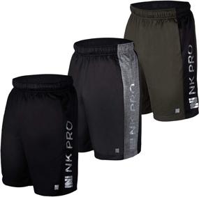 img 1 attached to NK Pro 3PK Men's Athletic Shorts - Breathable Mesh Shorts for Basketball, Running, Gym