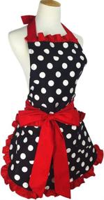 img 3 attached to 🎁 Floosum Lovely Cute Red Retro Ruffle Side Sexy Cute Lady's Kitchen Cooking Apron with Pocket - Perfect Women's Gift for Chef Enthusiasts, Housewarming Parties, or Girls' Night In!