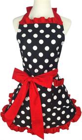 img 4 attached to 🎁 Floosum Lovely Cute Red Retro Ruffle Side Sexy Cute Lady's Kitchen Cooking Apron with Pocket - Perfect Women's Gift for Chef Enthusiasts, Housewarming Parties, or Girls' Night In!