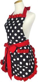 img 2 attached to 🎁 Floosum Lovely Cute Red Retro Ruffle Side Sexy Cute Lady's Kitchen Cooking Apron with Pocket - Perfect Women's Gift for Chef Enthusiasts, Housewarming Parties, or Girls' Night In!