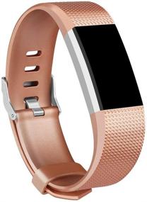 img 2 attached to 📿 Set of 3 Small Replacement Bracelet Straps, Wristbands Bands for Fitbit Charge 2 - Compatible for Women, Men, Boys, and Girls - (Rosegold, Peach, Light Pink)